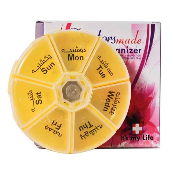 7-Tage Pillenorganisator mit 4 Fächern und Farsi-Etiketten