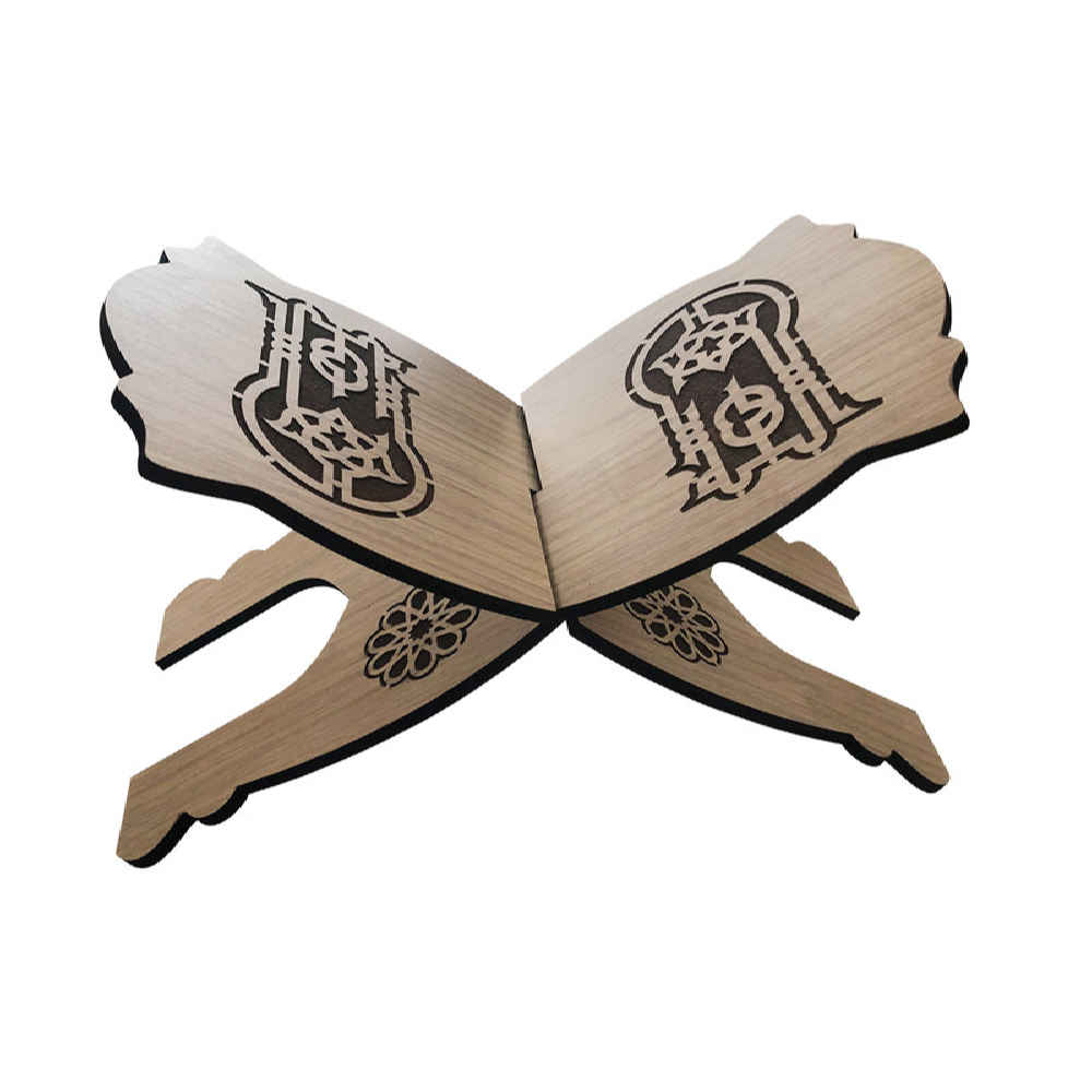 Faltbarer Koranständer aus Holz mit islamischer Kunst