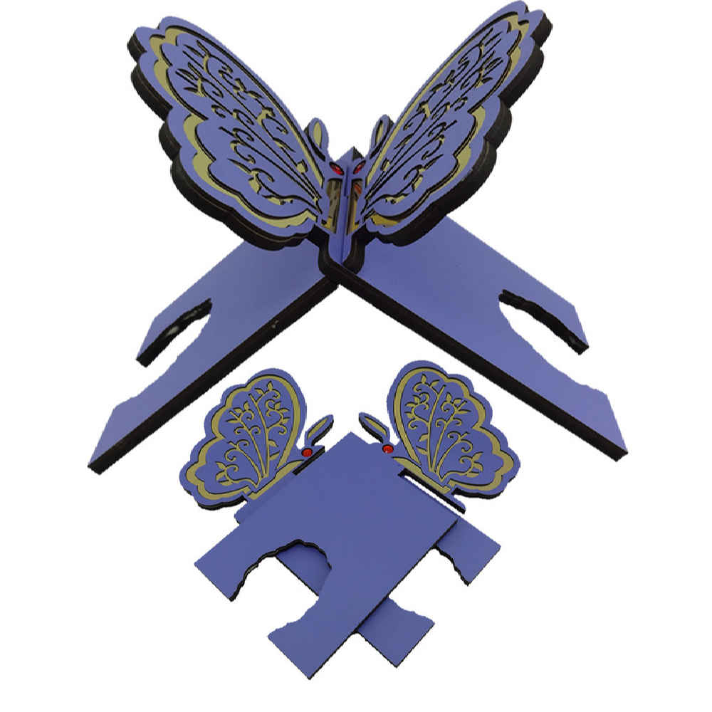 Faltbarer Koranständer aus Holz mit Schmetterlingsmotiv