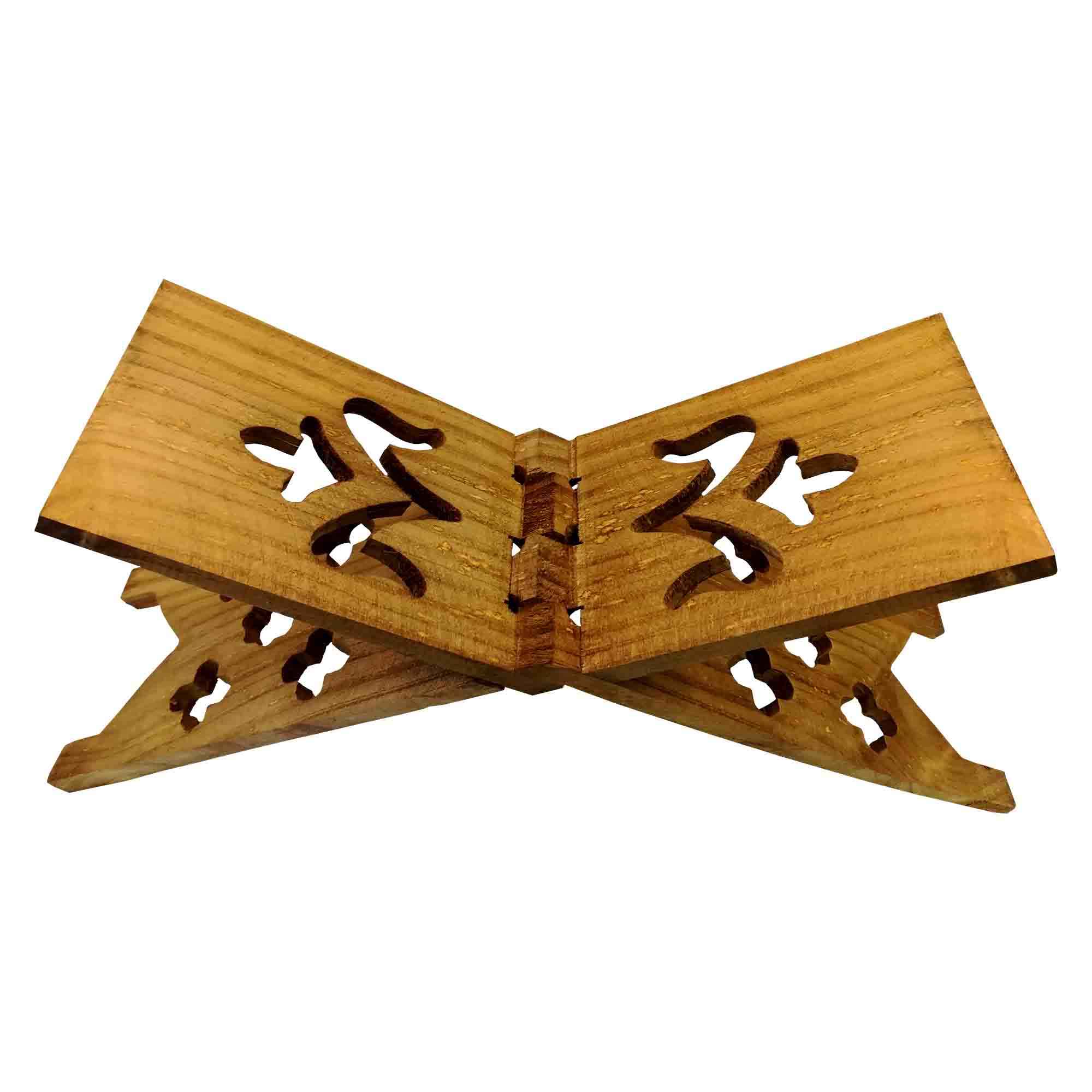 Faltbarer hölzerner Quran-Rehal-Ständer mit Blumen-Design