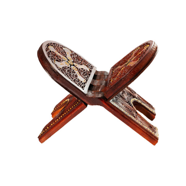 Faltbarer Koranständer aus Holz mit Kamelledereinlage