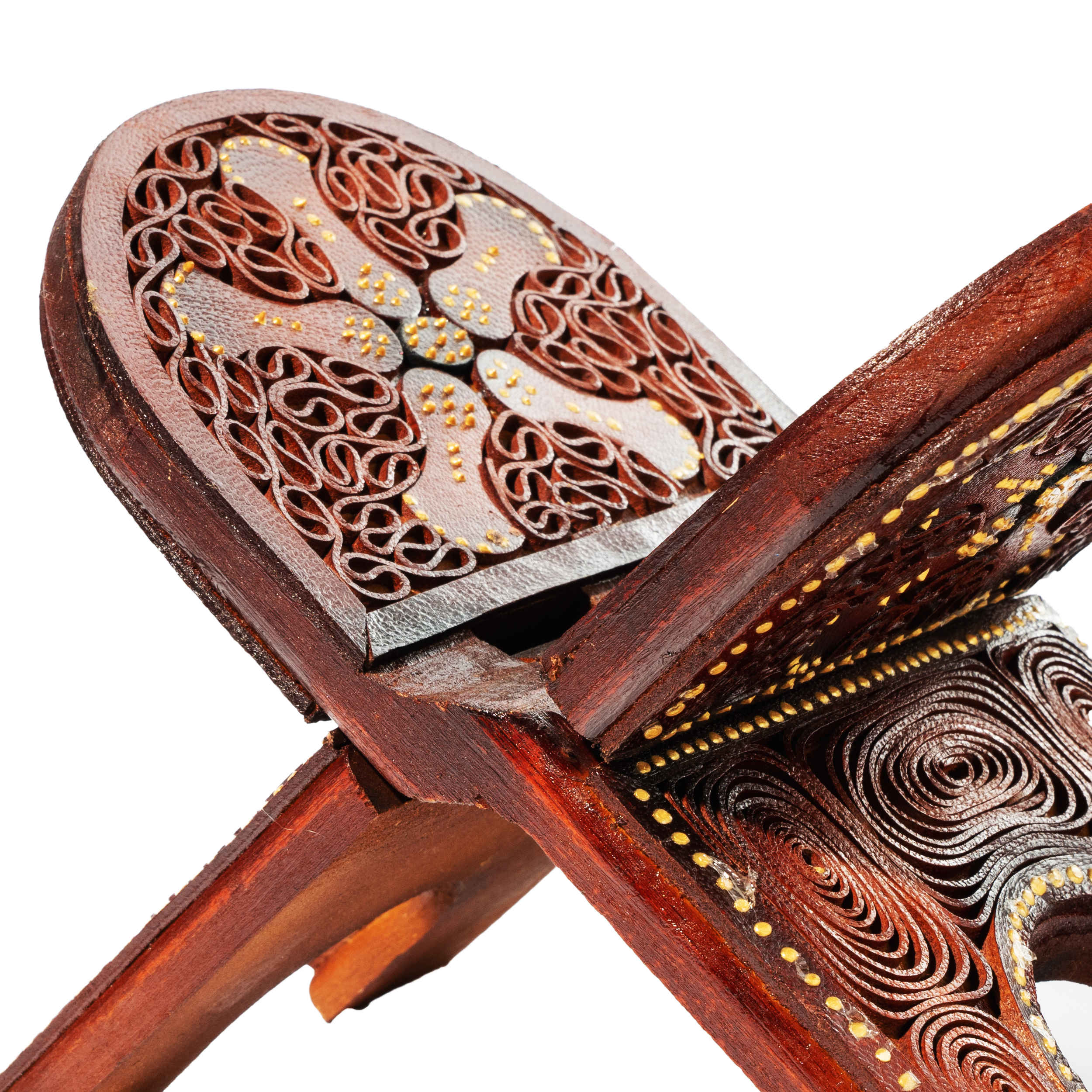 Faltbarer Koranständer aus Holz mit Kamelledereinlage