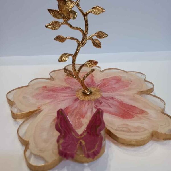 Resin Serviertablett mit Messing Blätterbasis & 3D Schmetterling