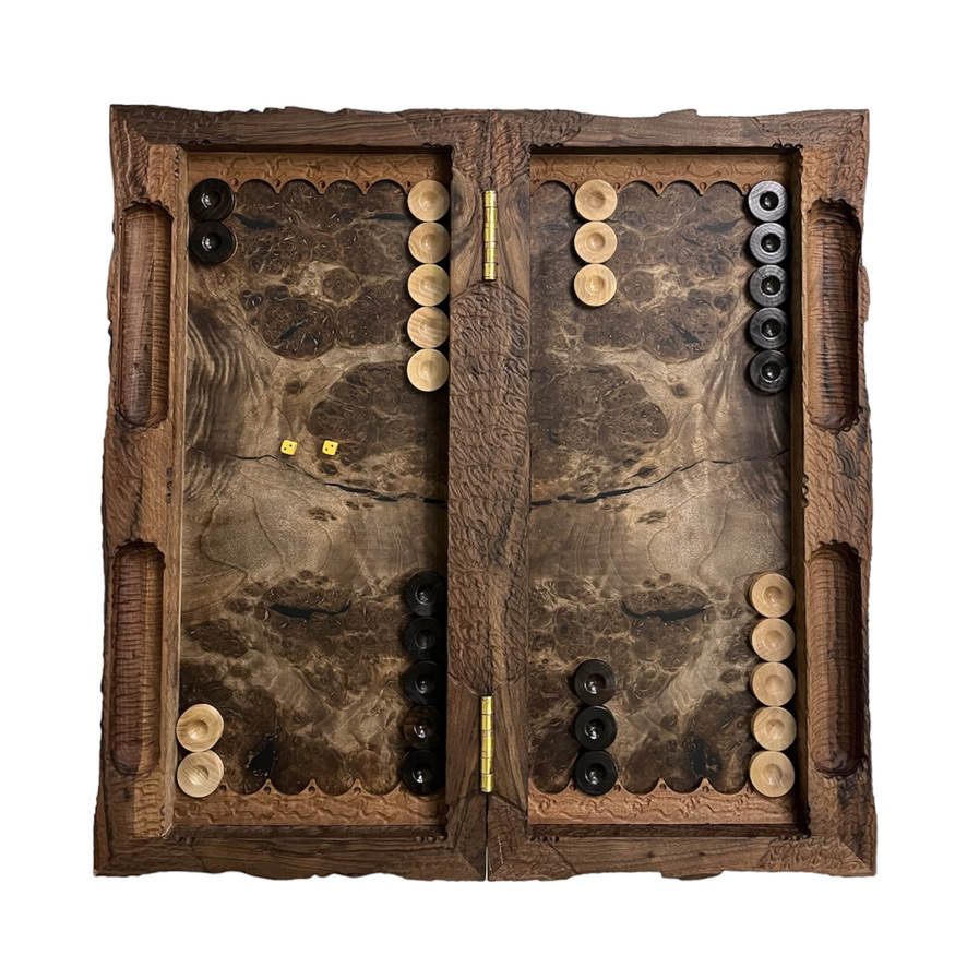 Rumi-inspiriertes Backgammonbrett Handgefertigt aus Holz
