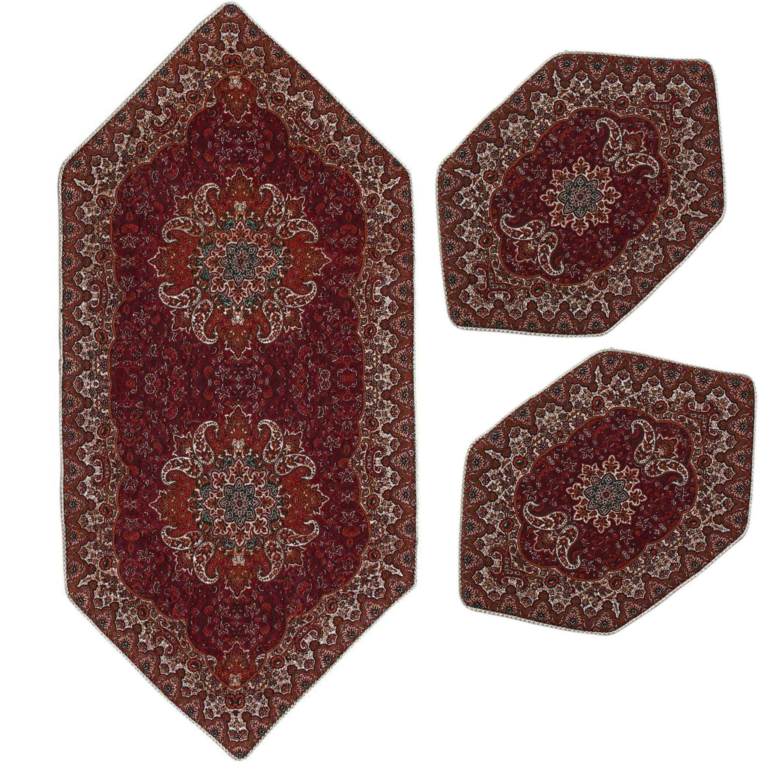 Set aus 3 persischen Termeh-Tischdecken, luxuriös mit Blumenmuster Z3