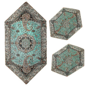 Set aus 3 Termeh-Tischdecken, luxuriös mit persischem Paisley-Muster Shiva