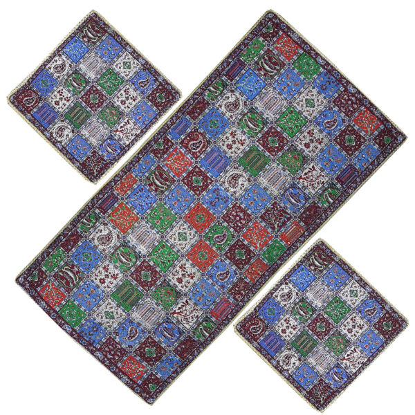 Set aus 4 persischen Termeh-Tischdecken, luxuriös Shahdad