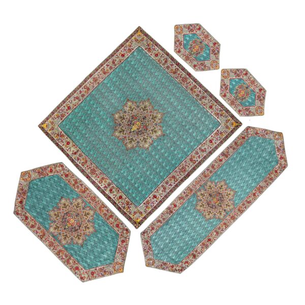 Set aus 5 Yazd-Termeh-Tischdecken, luxuriös mit Blumenmuster