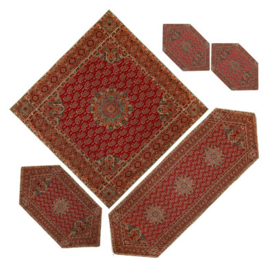 Set aus 5 Yazd-Termeh-Tischdecken, luxuriös mit Blumenmuster Ghp