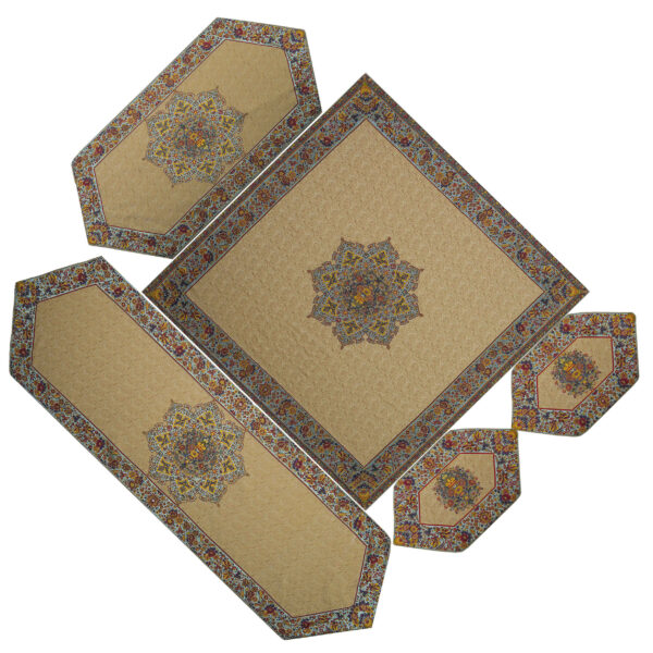 Set aus 5 Yazd-Termeh-Tischdecken, luxuriös mit Blumenmuster Keshmir