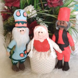 Set aus Hajji Firuz, Nane Sarma und Amu Nowruz Stoffpuppen – Perfekt für das Haft-Sin Display