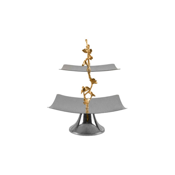 Stahl Servierständer 2 Etagen für Snacks und Süßigkeiten