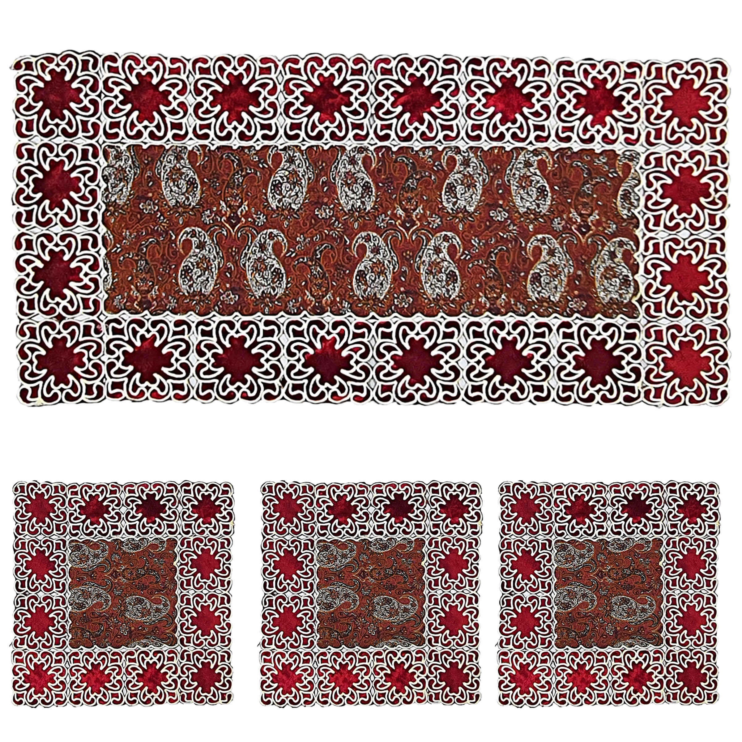 Termeh-Tischdecke, luxuriös mit persischem Paisley-Muster Yalda (4x)