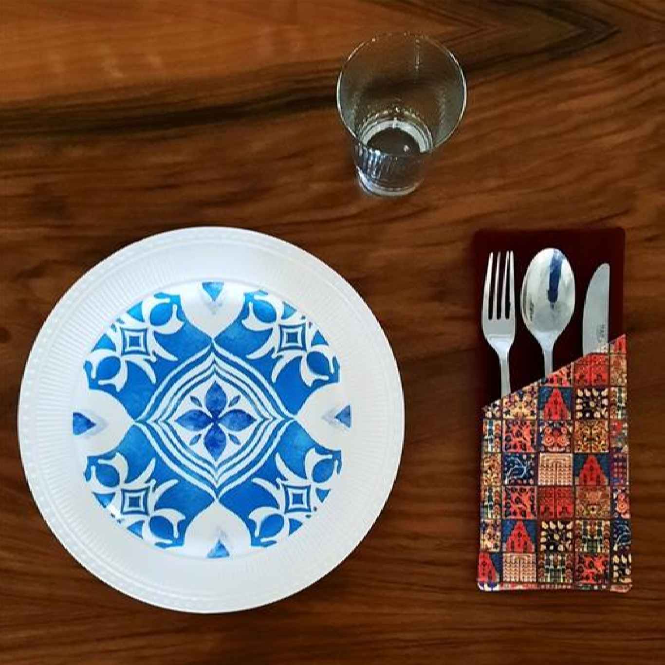 Samtbesteckbeutel mit persischer Kalligraphie – Elegantes Gelbes Design