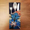 Samtbesteckbeutel mit Blumendesign - Stilvolle Tischdekoration