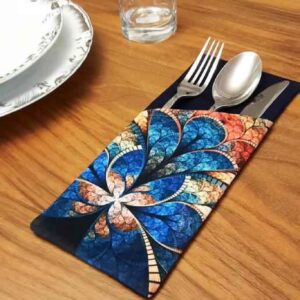 Samtbesteckbeutel mit Blumendesign – Stilvolle Tischdekoration