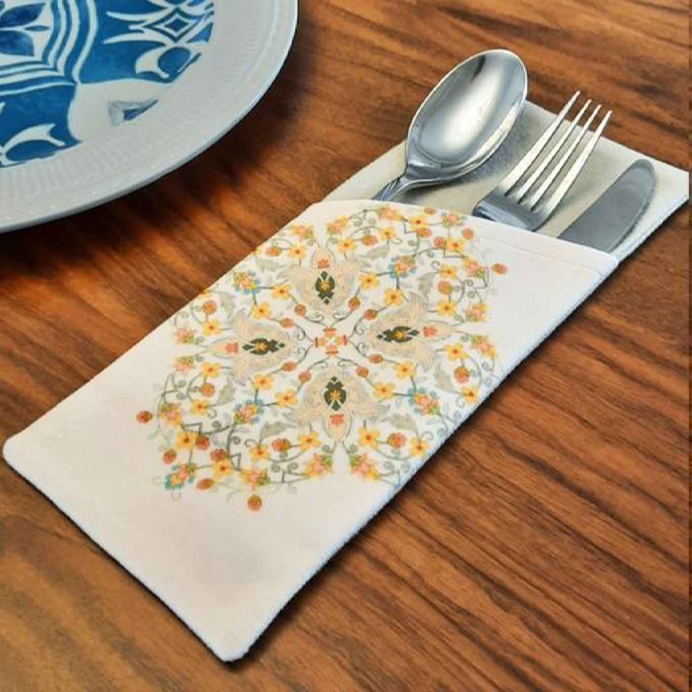 Samtbesteckbeutel - Schicke Tischdekoration mit geometrischem Design