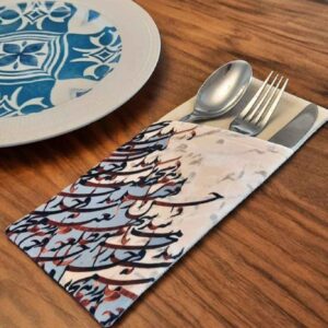 Samtbesteckbeutel mit Blumendesign – Eleganter Blauer Stil