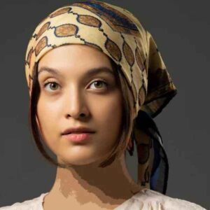 Mini-Kopftuch für Damen – Künstlerischer Druck von Naser al-Din Shah Qajar