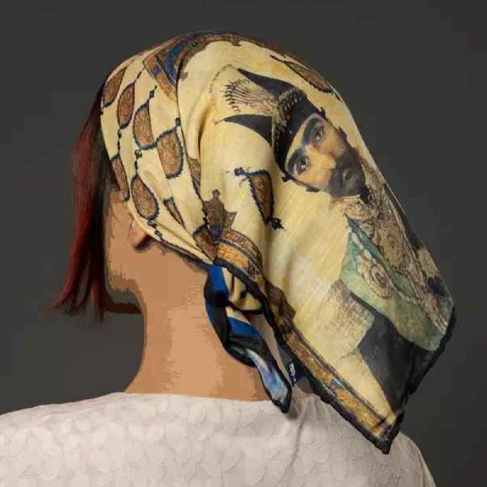 Mini-Kopftuch für Damen – Künstlerischer Druck von Naser al-Din Shah Qajar