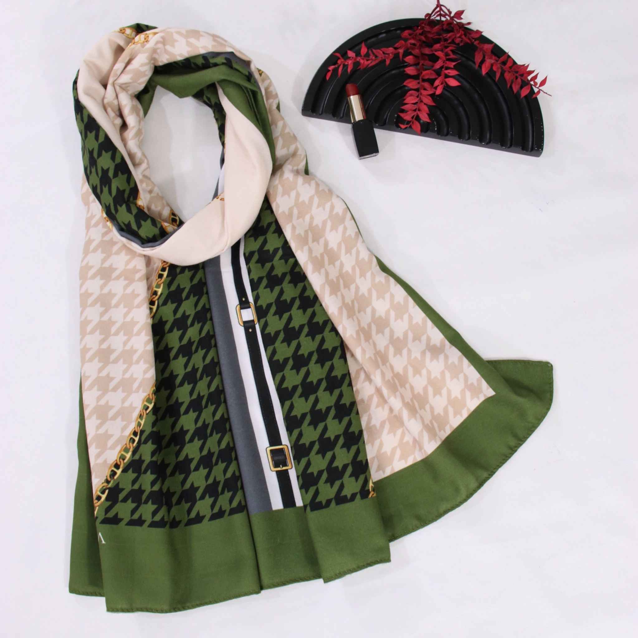 Bedruckter Schal für Frauen Künstlerisch & Leicht Hahnentritt