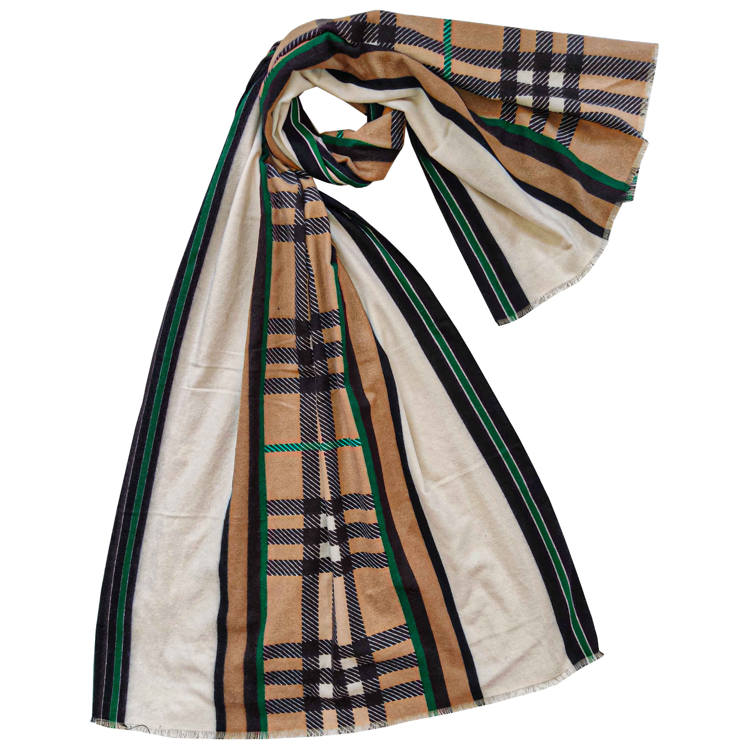 Bedruckter Schal für Frauen Künstlerisch & Leicht mit Tartan-Muster