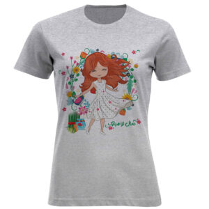 Damen Kurzarm-T-Shirt mit Jugendlichem Nowruz-inspiriertem Druck – Verspielter Stil