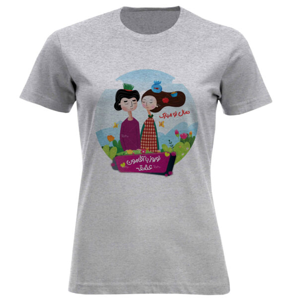 Damen Kurzarm-T-Shirt mit Romantischem Nowruz-Druck – Sanft & Feminin