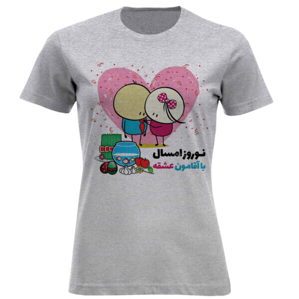 Damen Kurzarm-T-Shirt mit Romantischem Nowruz-Druckthema – Zartes Design
