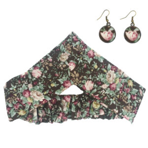 Damen Verdrehter Kreuz Stirnband & Ohrring Set Botanisches Muster