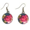 Damen Verdrehter Kreuz Stirnband & Ohrring Set Floral Blau