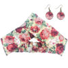Damen Verdrehter Kreuz Stirnband & Ohrring Set Floral Creme
