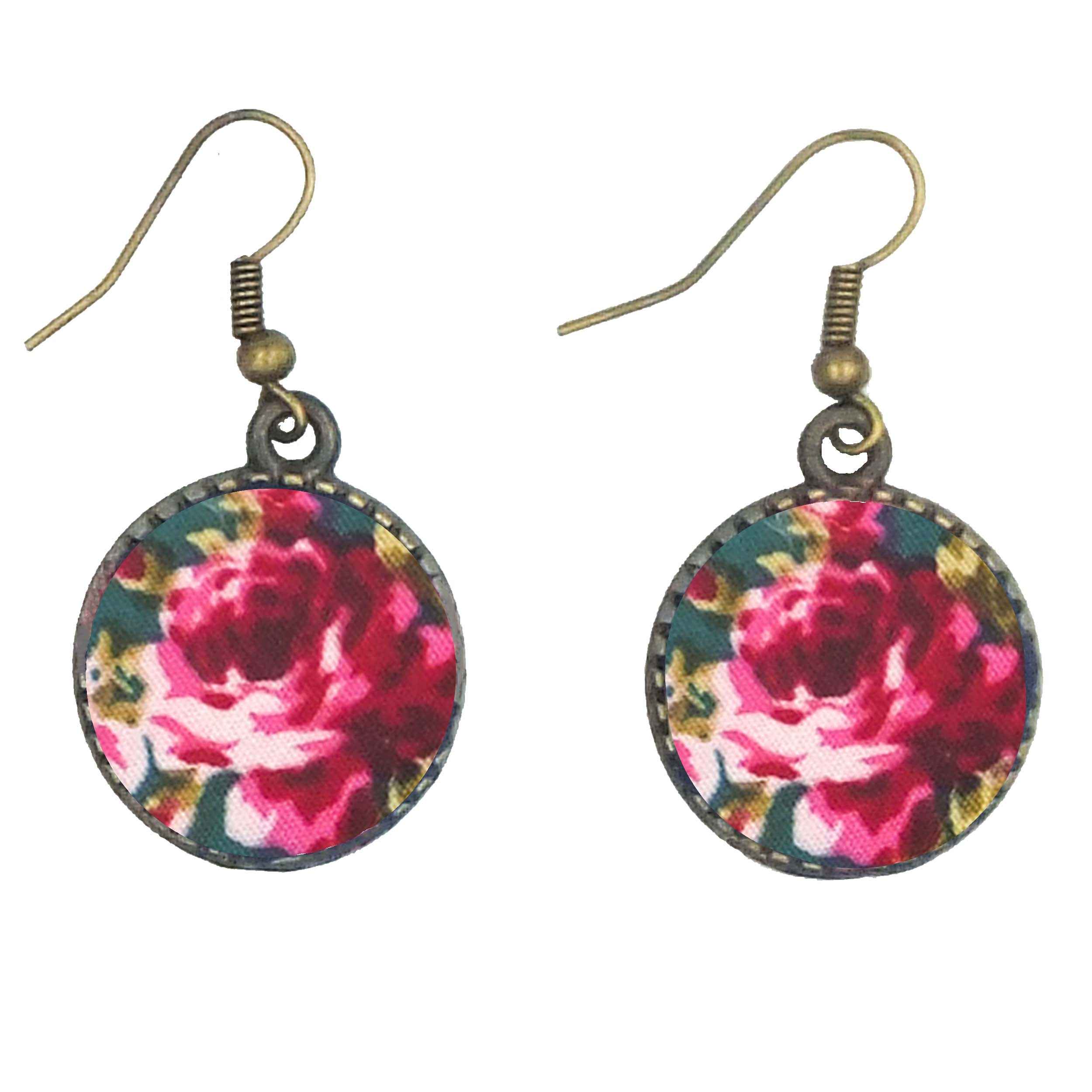 Damen Verdrehter Kreuz Stirnband & Ohrring Set Blumen Grün