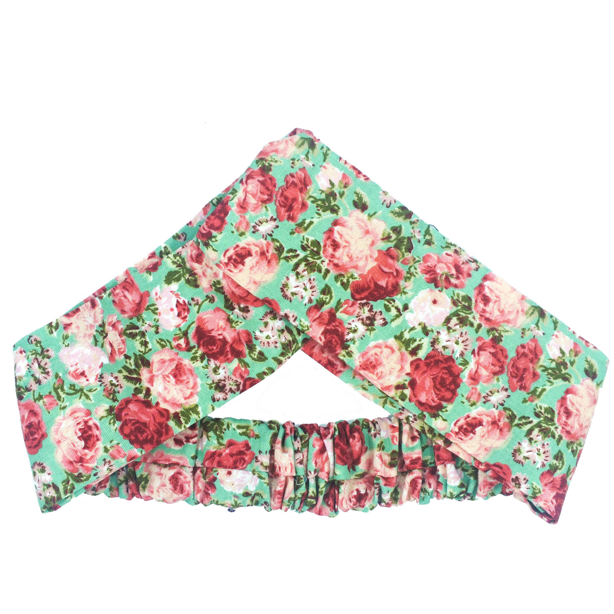 Damen Verdrehter Kreuz Stirnband & Ohrring Set Floral Hellgrün