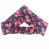 Damen Verdrehter Kreuz Stirnband & Ohrring Set Blumen Marineblau