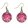 Damen Verdrehter Kreuz Stirnband & Ohrring Set Floral Rosa