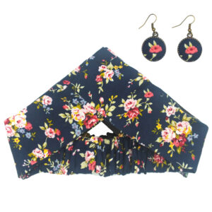 Damen Verdrehter Kreuz Stirnband & Ohrring Set Blumen