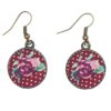 Damen Verdrehter Kreuz Stirnband & Ohrring Set Polka Dots Rot