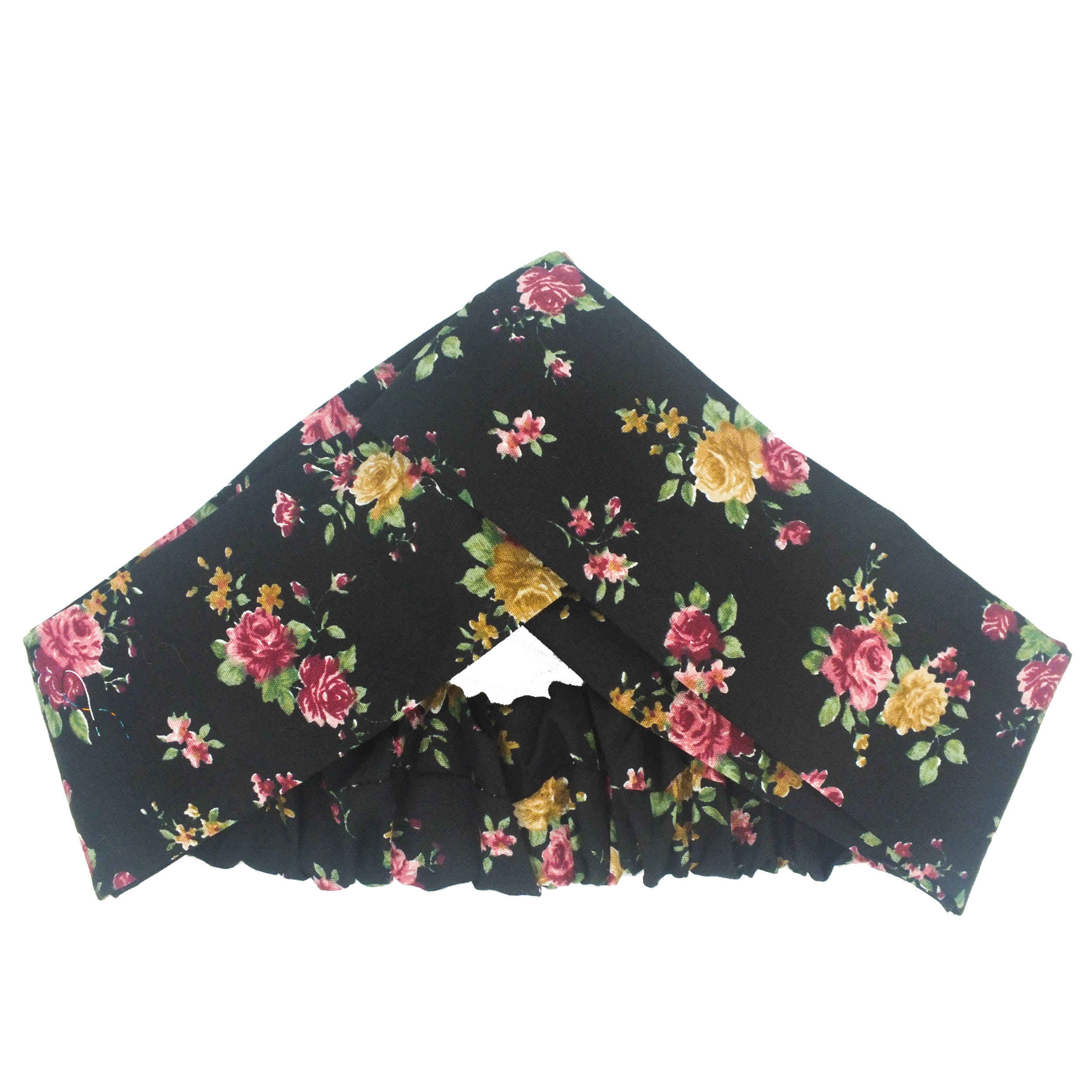 Damen Verdrehter Stirnband & Ohrring Set Schwarz mit Blumen