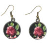 Damen Verdrehter Stirnband & Ohrring Set Schwarz mit Blumen