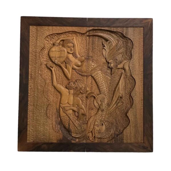 Holzgeschnitztes Backgammonbrett Handgefertigt Shahname-inspiriertes Ashkbous Design