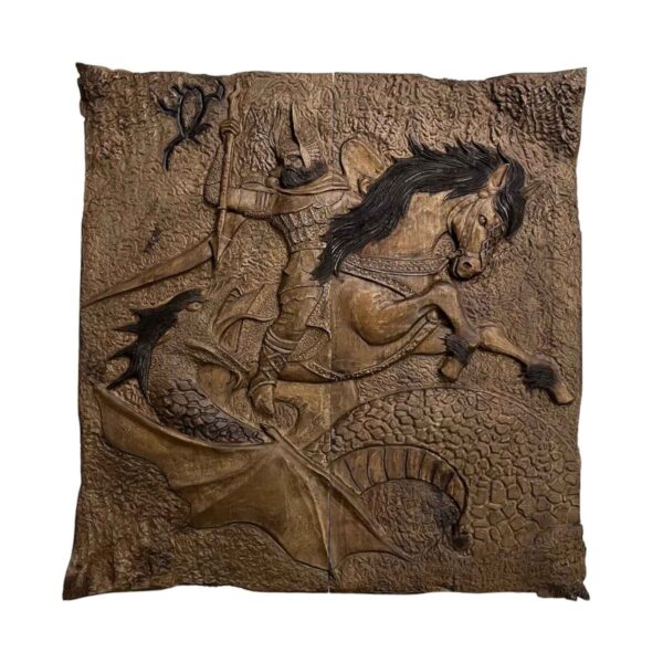 Holzgeschnitztes Backgammonbrett Handgefertigt Shahname Rostam Schlacht Design