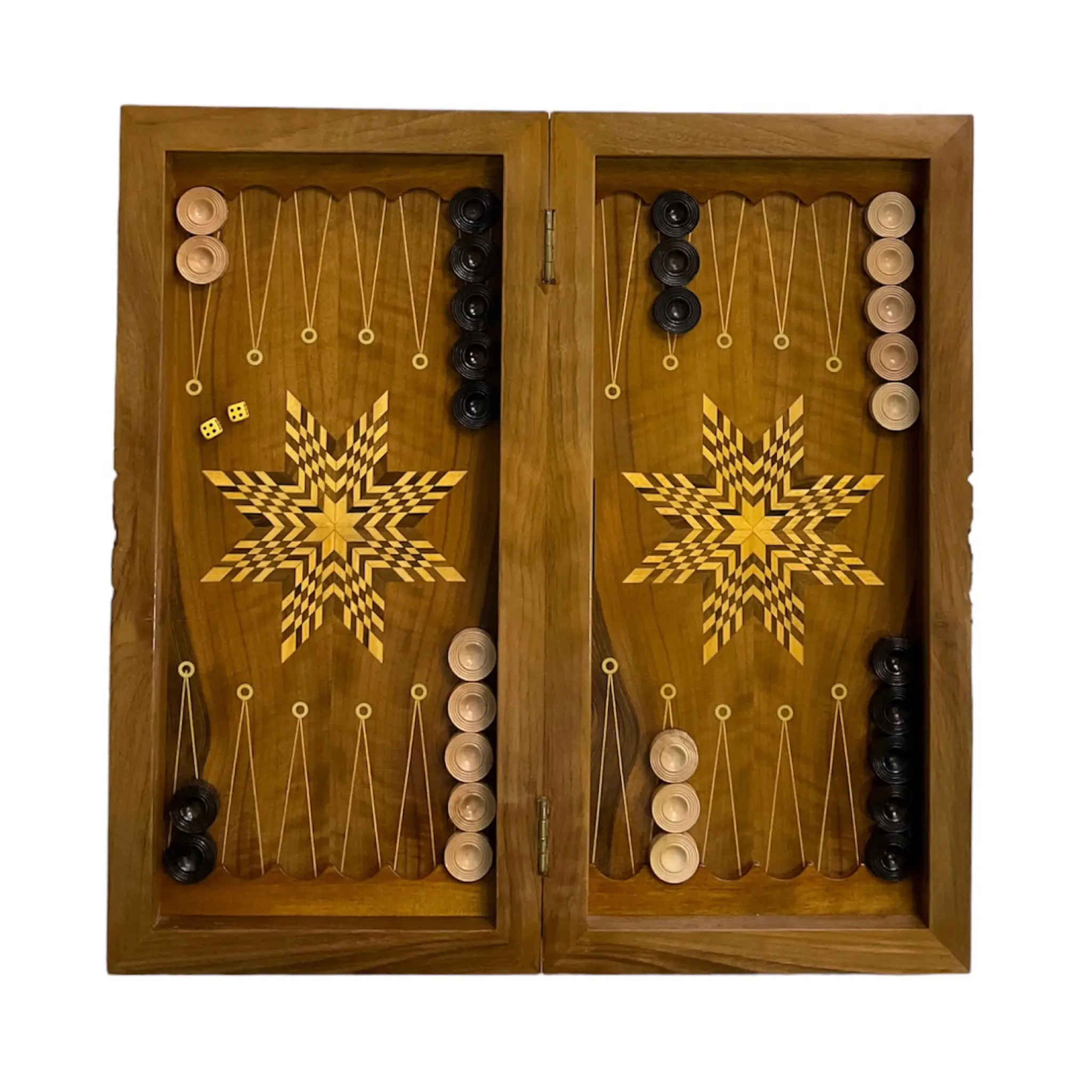 Holzgeschnitztes Backgammonbrett Handgefertigt mit filigranem floralen Design