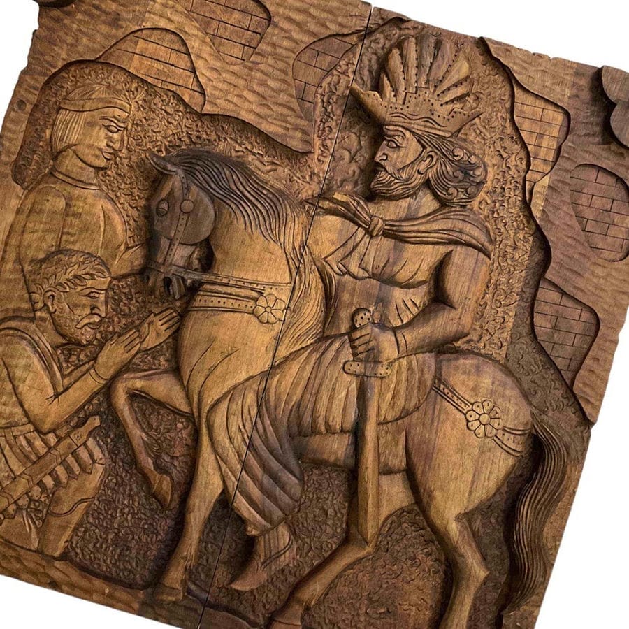 Holzgeschnitztes Backgammonbrett Handgefertigt mit persischem Erbe Shapur III