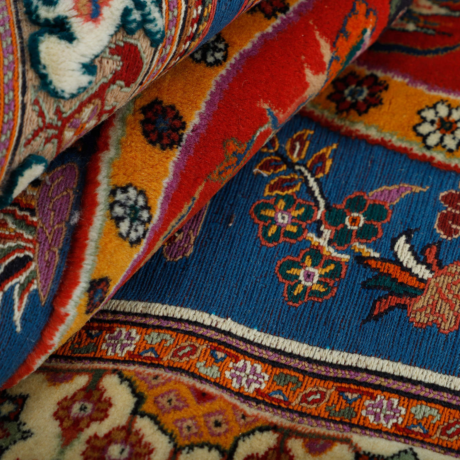 Authentischer persischer Woll Kelim Teppich handgewebt in Sirjan Paisley mit Vögeln