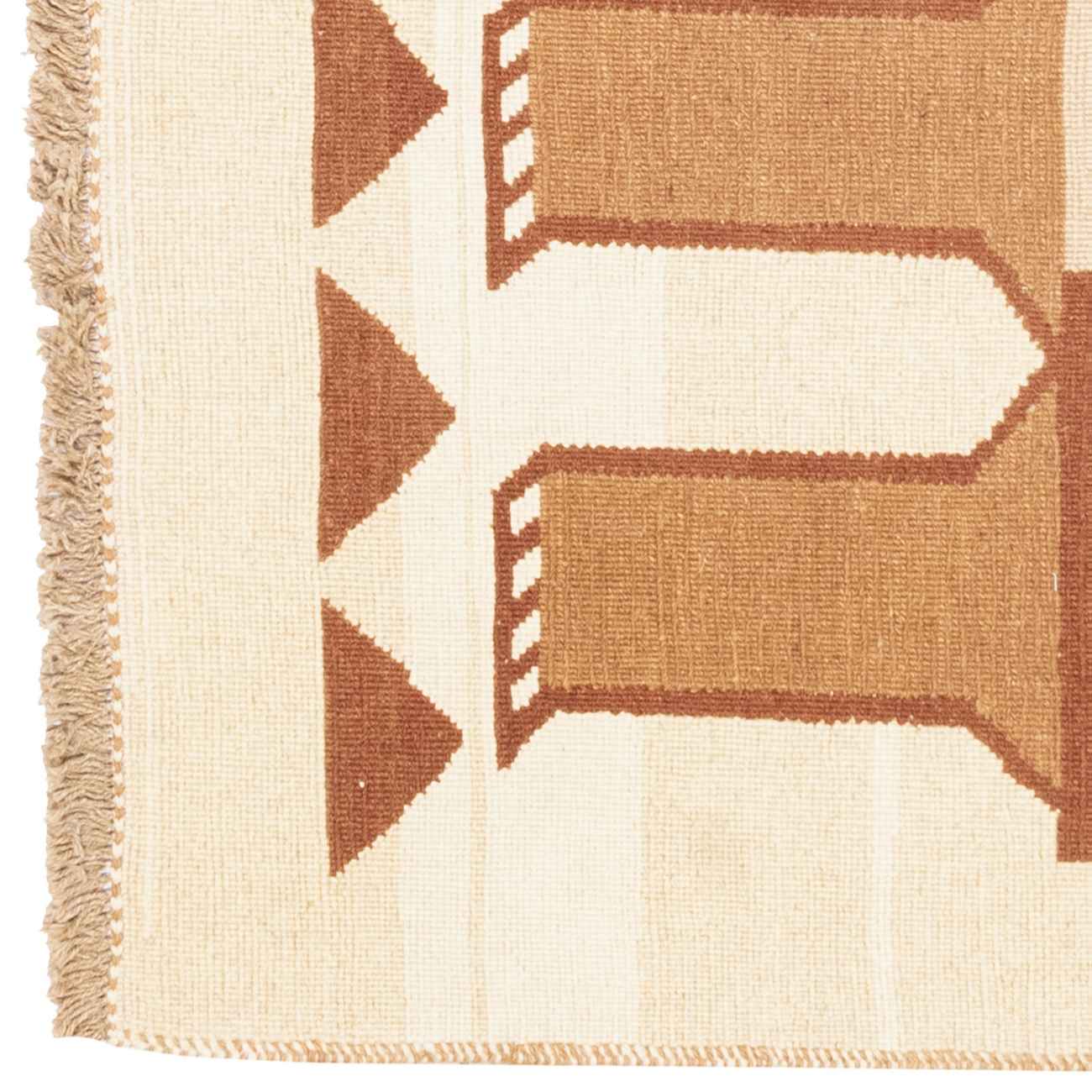 Authentischer persischer Woll Kelim Teppich handgewebt in Kerman Löwe cremefarben