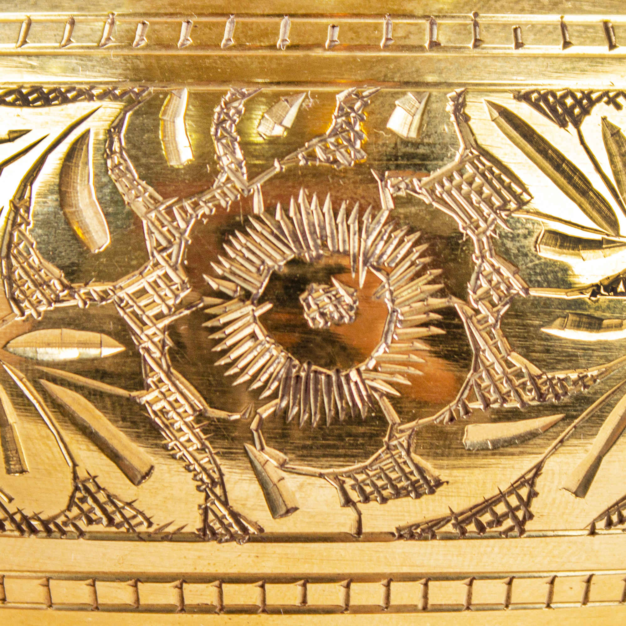 Messing-Zuckerschale mit Deckel – Florales Design