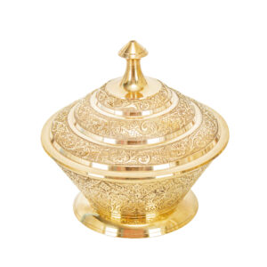 Messing-Zuckerschale mit Deckel – Filigran