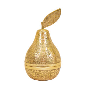 Messing-Zuckerschale mit Deckel – Birnenform