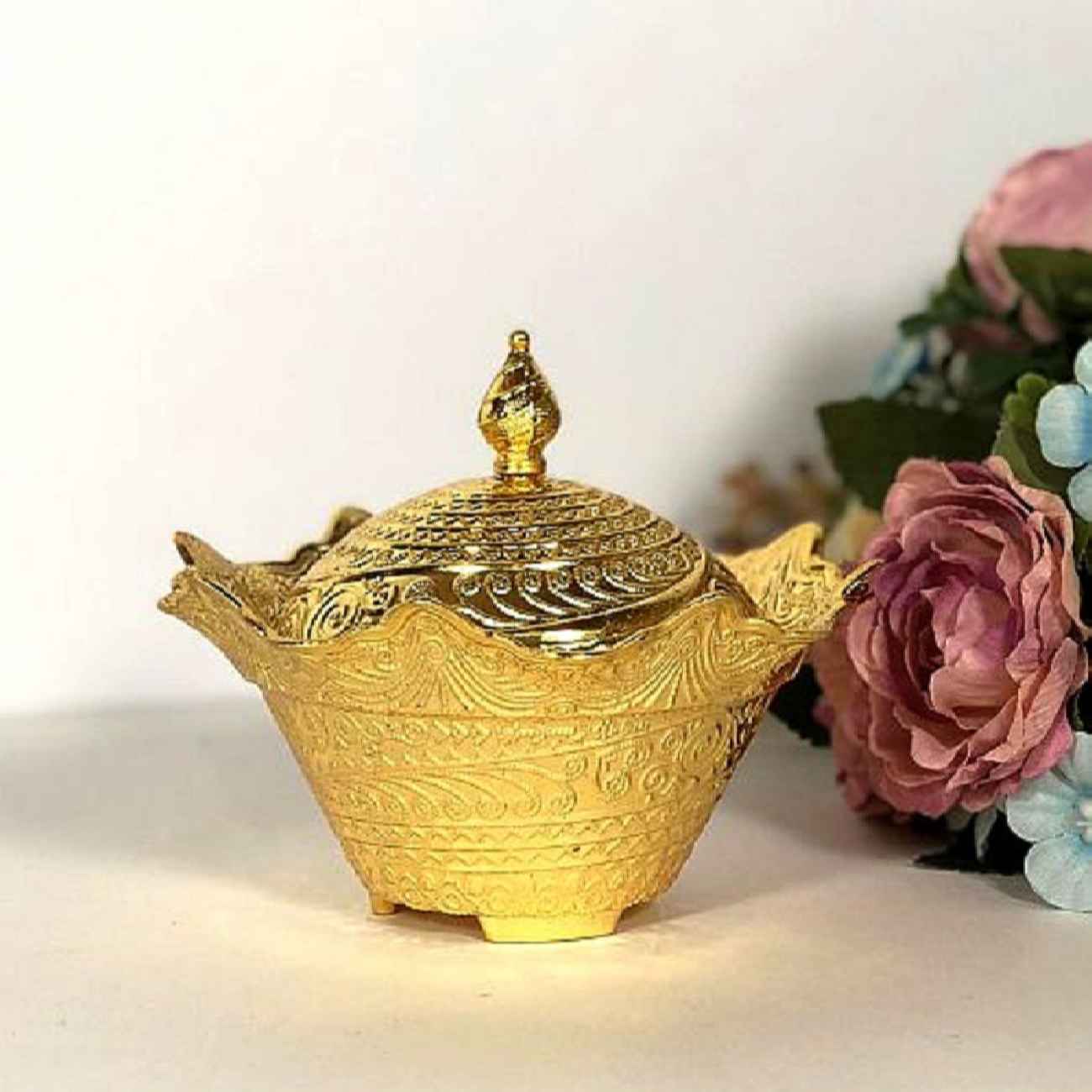 Messing-Zuckerschale mit Deckel